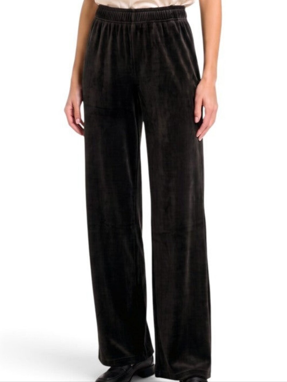 Plus Black Velour Wide Leg Pants